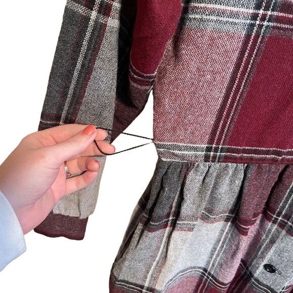 Murray Meisner- Rare Vintage Plaid Wool Made USA Prairie CottageCore Dress, L - Picture 8 of 12